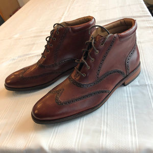 New Cole Haan Brown Brogue Lace Up Boots
